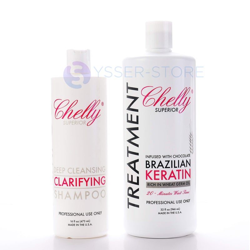 CHELLY SUPERIOR BRAZILIAN KERATIN TREATMENT CHOCOLATE & CLARIFIYNG SHAMPOO COMBO (32 oz Chocolate Treatment + 16 oz Clarifying Shampoo) - Image 2